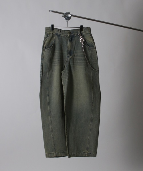 NYLAUS（ナイラス）の「【Nylaus】【セット商品】2026新作 チェーン付き ヴィンテージ バレルパンツ デニムパンツ カーブパンツ（デニムパンツ・メンズ・ネイビー/ブラック/ブルー/カモフラージュ・L/LL/M）」の16枚目の写真