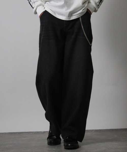 NYLAUS（ナイラス）の「【Nylaus】【セット商品】2026新作 チェーン付き ヴィンテージ バレルパンツ デニムパンツ カーブパンツ（デニムパンツ・メンズ・ネイビー/ブラック/ブルー/カモフラージュ・L/LL/M）」の22枚目の写真