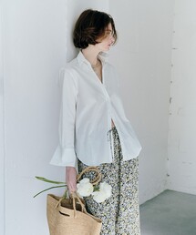 ★ayaka★【美品】 デミルクスビームス ストライプシャツ デミルクスビームス ストライプシャツ トップス 洗える バンドカラー