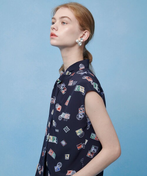 LOULOU WILLOUGHBY（ルルウィルビー）の「WEB 一部店舗限定【LOULOU WILLOUGHBY】レタープリントリボンブラウス（シャツ/ブラウス・レディース・ピンク/ネイビー・2）」の13枚目の写真