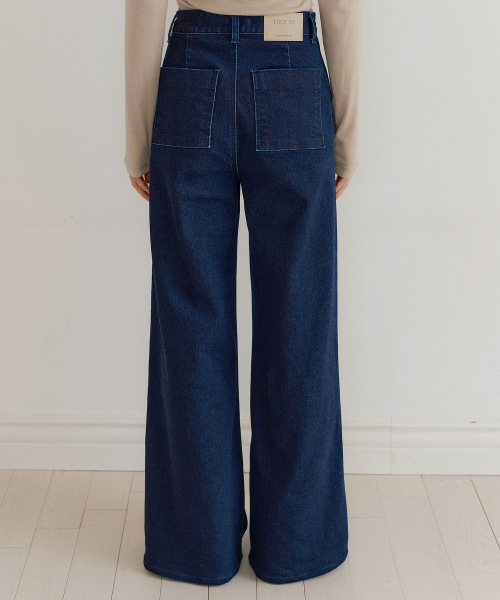 LUCIR ZU（ルシールズ）の「Pintuck Raw Denim Wide Pants (blue)（デニムパンツ・レディース・その他・S/M）」の2枚目の写真