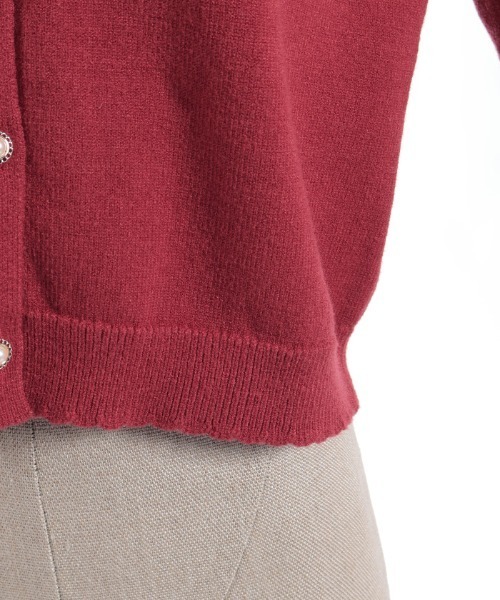 axes femme POETIQUE（アクシーズファムポエティック）の「袖口レース衿付きニットカーディガン（カーディガン/ボレロ・レディース・ピンク/レッド/ブラック・MEDIUM）」の6枚目の写真
