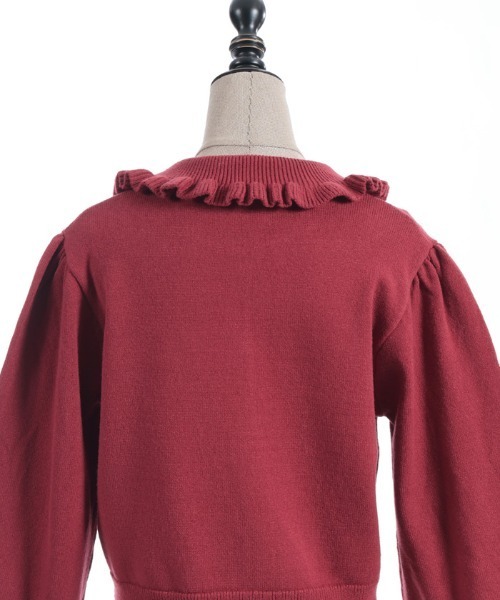 axes femme POETIQUE（アクシーズファムポエティック）の「袖口レース衿付きニットカーディガン（カーディガン/ボレロ・レディース・ピンク/レッド/ブラック・MEDIUM）」の8枚目の写真