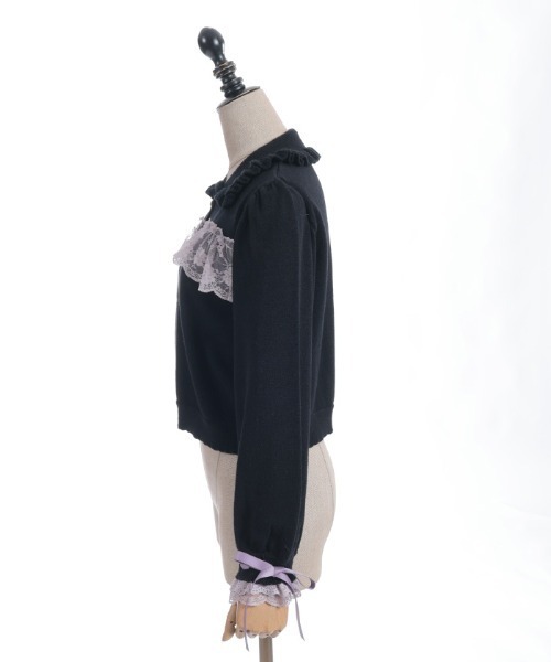 axes femme POETIQUE（アクシーズファムポエティック）の「袖口レース衿付きニットカーディガン（カーディガン/ボレロ・レディース・ピンク/レッド/ブラック・MEDIUM）」の12枚目の写真