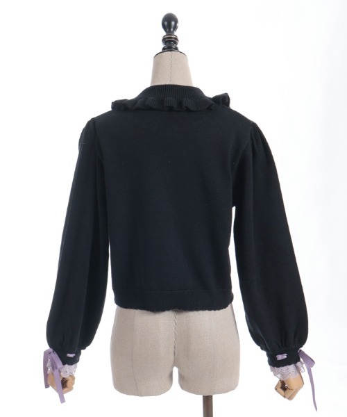 axes femme POETIQUE（アクシーズファムポエティック）の「袖口レース衿付きニットカーディガン（カーディガン/ボレロ・レディース・ピンク/レッド/ブラック・MEDIUM）」の13枚目の写真