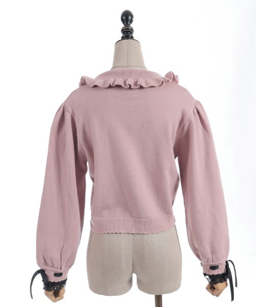 axes femme POETIQUE（アクシーズファムポエティック）の「袖口レース衿付きニットカーディガン（カーディガン/ボレロ・レディース・ピンク/レッド/ブラック・MEDIUM）」の22枚目の写真