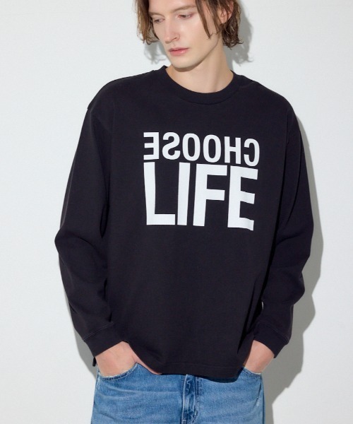 AZUL by moussy(アズールバイマウジー)の「CHOOSE LIFE長袖Tシャツ(Tシャツ/カットソー・メンズ・ブラック/ホワイト・LARGE/MEDIUM/SMALL)」の1枚目の写真