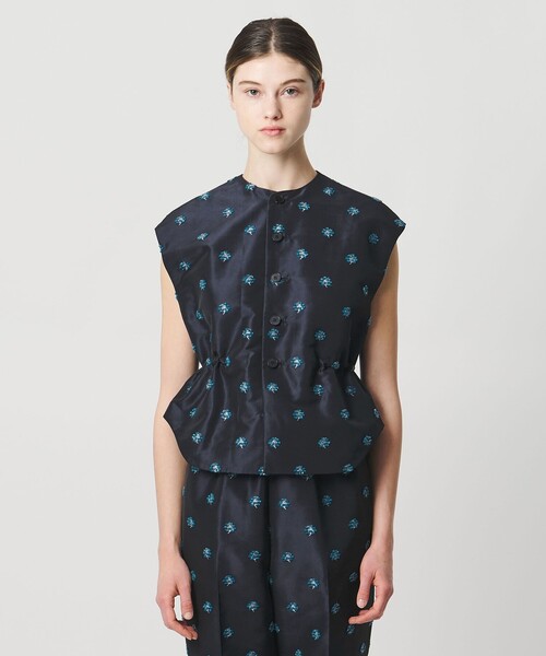 LOEFF（ロエフ）の「＜LOEFF＞ピンポンツリースポンジ ジャガード ベスト（ベスト・レディース・ネイビー・FREE）」の7枚目の写真