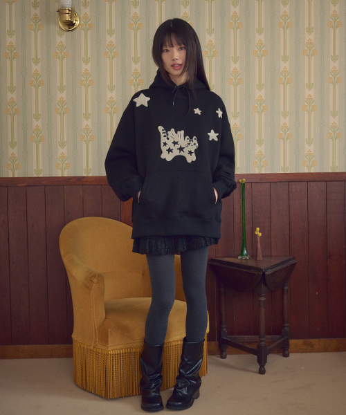 ambler（エムブラー）の「ANGEL STAR CAT ブークル刺繍フードパーカー AHP1216 (ブラック)（パーカー・レディース・その他・S/M）」の2枚目の写真
