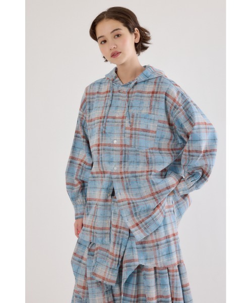 RODEO CROWNS WIDE BOWL（ロデオクラウンズワイドボウル）の「ヴィンテージチェックフードシャツ（シャツ/ブラウス・レディース・ブラック系その他/ブルー系その他/ピンク系その他・FREE）」の3枚目の写真