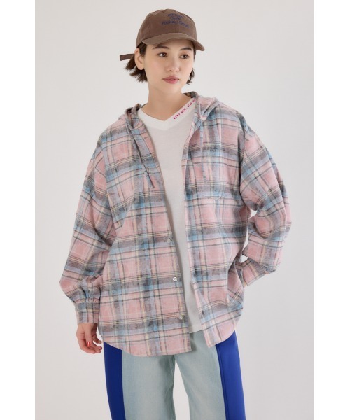 RODEO CROWNS WIDE BOWL（ロデオクラウンズワイドボウル）の「ヴィンテージチェックフードシャツ（シャツ/ブラウス・レディース・ブラック系その他/ブルー系その他/ピンク系その他・FREE）」の9枚目の写真