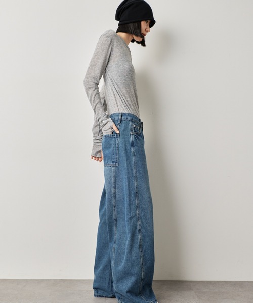 HANNE（アン）の「カーブシルエットデニムパンツ（デニムパンツ・レディース・ブルー・S/M）」の7枚目の写真