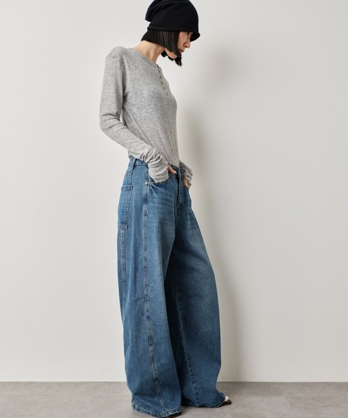 HANNE（アン）の「カーブシルエットデニムパンツ（デニムパンツ・レディース・ブルー・S/M）」の8枚目の写真