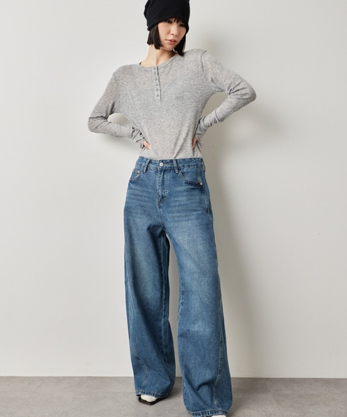 HANNE（アン）の「カーブシルエットデニムパンツ（デニムパンツ・レディース・ブルー・S/M）」の9枚目の写真