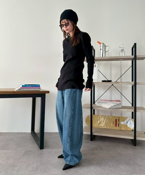 HANNE（アン）の「カーブシルエットデニムパンツ（デニムパンツ・レディース・ブルー・S/M）」の10枚目の写真