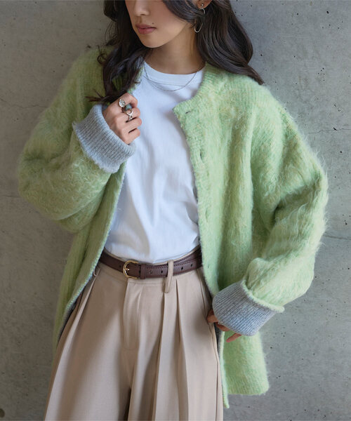 バイカラースリーブニットコーディガン（カーディガン/ボレロ）｜KOBE