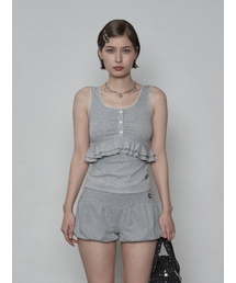 LACE FRILL SLEEVELESS / MELANGE GRAY