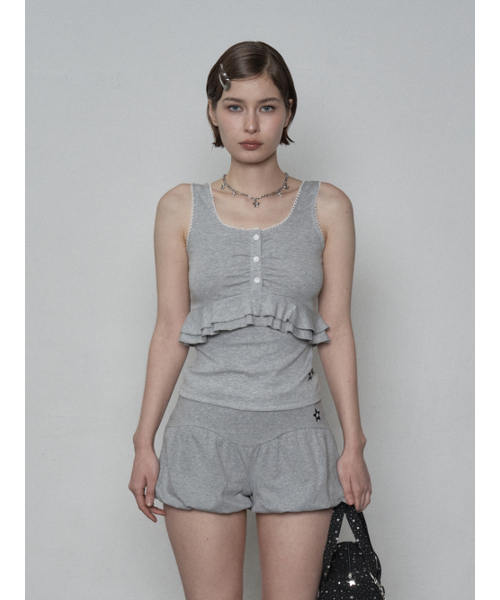 SETUP-EXE(セットアップイーエックスイー)の「LACE FRILL SLEEVELESS / MELANGE GRAY(Tシャツ/カットソー・レディース・その他・ONE SIZE)」の1枚目の写真