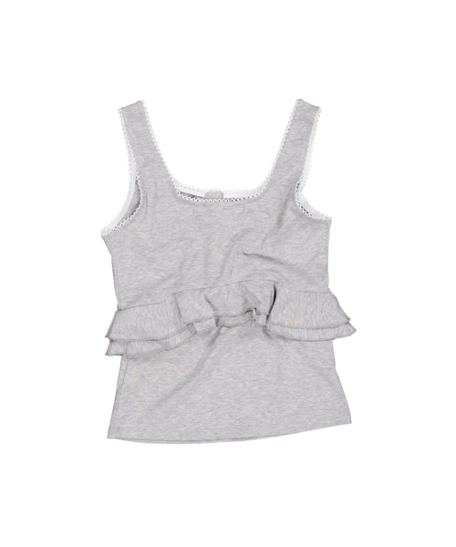 SETUP-EXE(セットアップイーエックスイー)の「LACE FRILL SLEEVELESS / MELANGE GRAY(Tシャツ/カットソー・レディース・その他・ONE SIZE)」の3枚目の写真