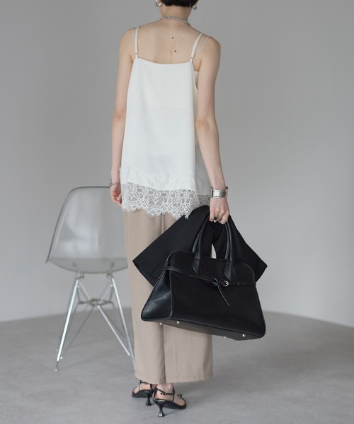 each（イーチ）の「裾レースロングキャミソール（キャミソール・レディース・アイボリー/ブラック・FREE）」の6枚目の写真