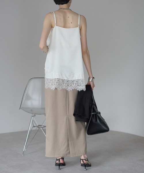each（イーチ）の「裾レースロングキャミソール（キャミソール・レディース・アイボリー/ブラック・FREE）」の7枚目の写真