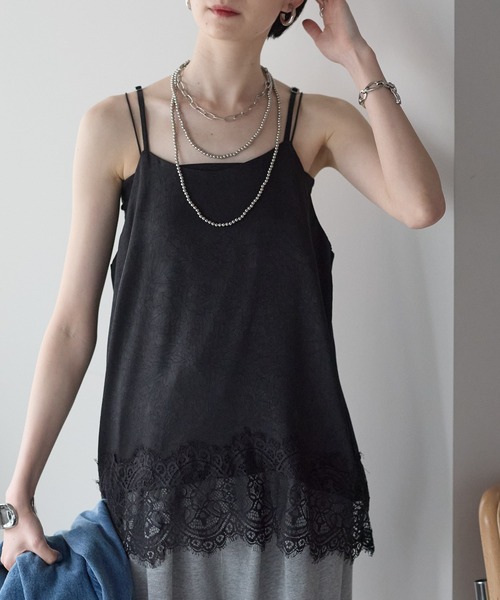 each（イーチ）の「裾レースロングキャミソール（キャミソール・レディース・アイボリー/ブラック・FREE）」の8枚目の写真