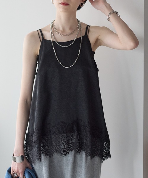 each（イーチ）の「裾レースロングキャミソール（キャミソール・レディース・アイボリー/ブラック・FREE）」の12枚目の写真