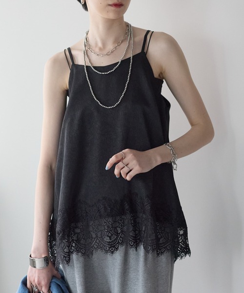 each（イーチ）の「裾レースロングキャミソール（キャミソール・レディース・アイボリー/ブラック・FREE）」の13枚目の写真