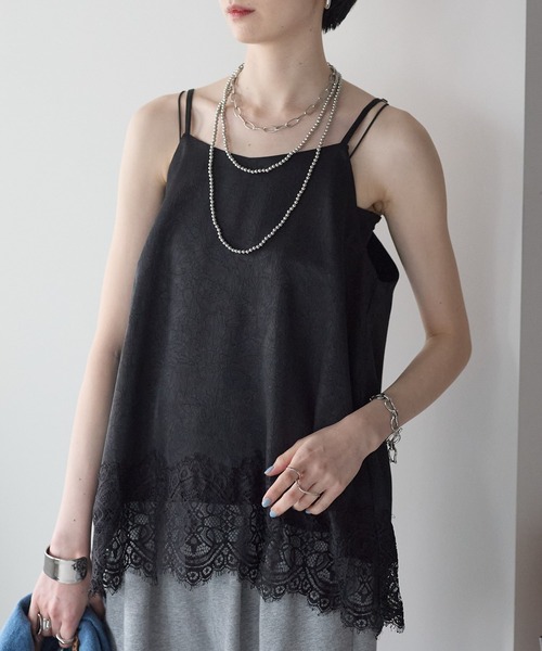 each（イーチ）の「裾レースロングキャミソール（キャミソール・レディース・アイボリー/ブラック・FREE）」の15枚目の写真