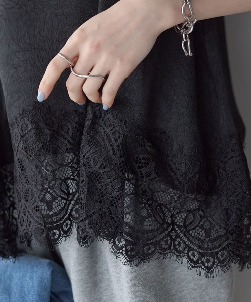 each（イーチ）の「裾レースロングキャミソール（キャミソール・レディース・アイボリー/ブラック・FREE）」の9枚目の写真