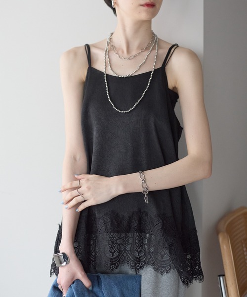 each（イーチ）の「裾レースロングキャミソール（キャミソール・レディース・アイボリー/ブラック・FREE）」の19枚目の写真