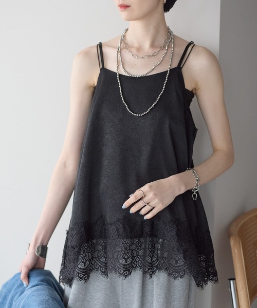 each（イーチ）の「裾レースロングキャミソール（キャミソール・レディース・アイボリー/ブラック・FREE）」の20枚目の写真