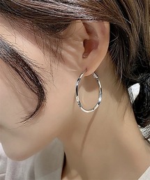 《シルバーツイストフープペアピアス/レディース/両耳用(T3)
