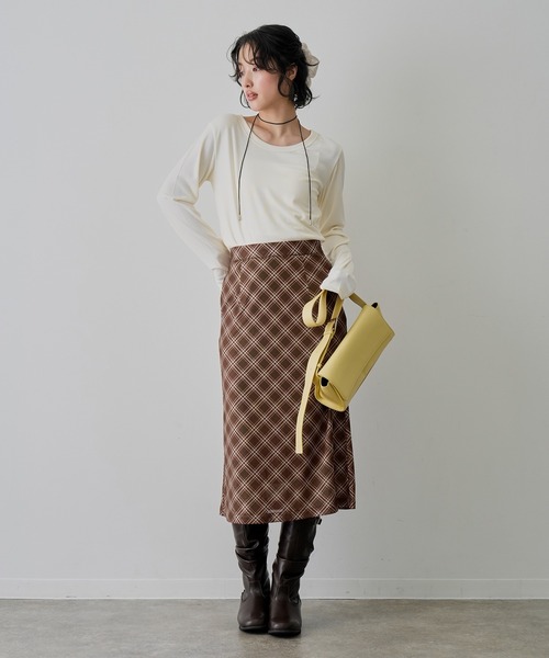 NOGLE（ノグル）の「【NOGLE/ノグル】シアーバイアスチェックスカート（スカート・レディース・ブラック・FREE）」の9枚目の写真