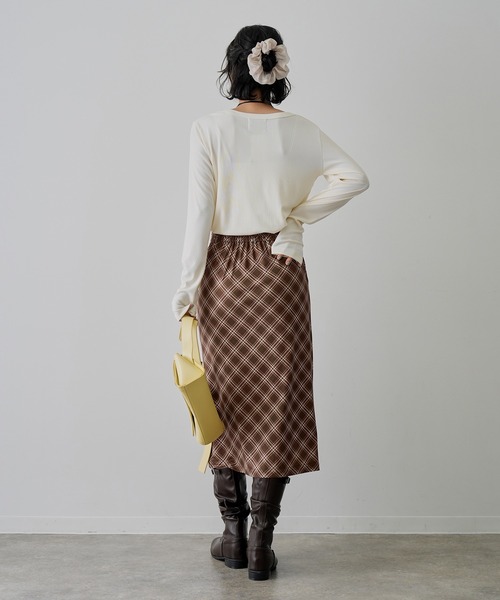 NOGLE（ノグル）の「【NOGLE/ノグル】シアーバイアスチェックスカート（スカート・レディース・ブラック・FREE）」の10枚目の写真