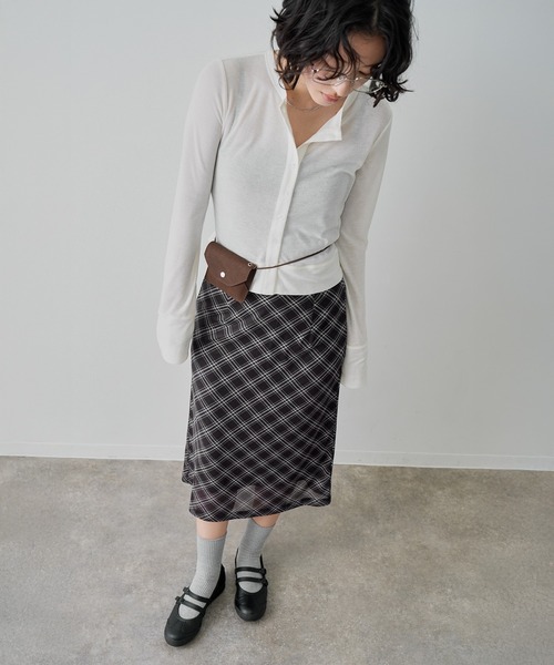 NOGLE（ノグル）の「【NOGLE/ノグル】シアーバイアスチェックスカート（スカート・レディース・ブラック・FREE）」の13枚目の写真
