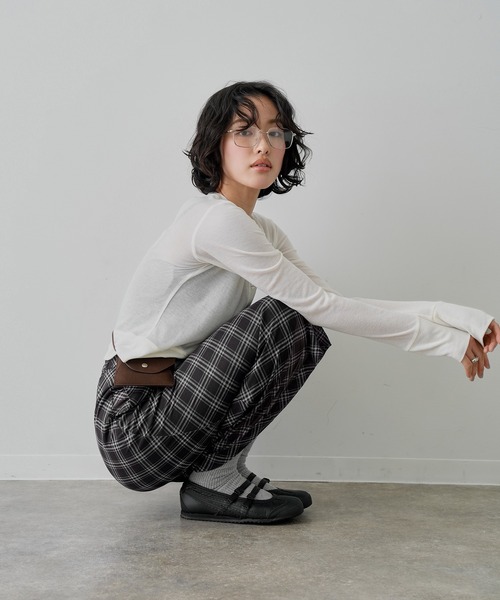 NOGLE（ノグル）の「【NOGLE/ノグル】シアーバイアスチェックスカート（スカート・レディース・ブラック・FREE）」の16枚目の写真