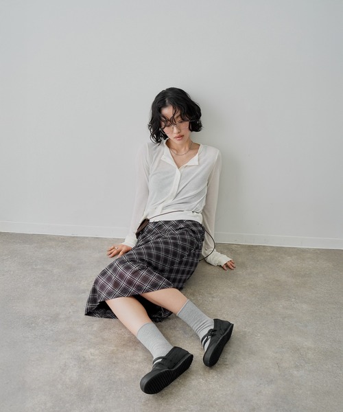 NOGLE（ノグル）の「【NOGLE/ノグル】シアーバイアスチェックスカート（スカート・レディース・ブラック・FREE）」の18枚目の写真
