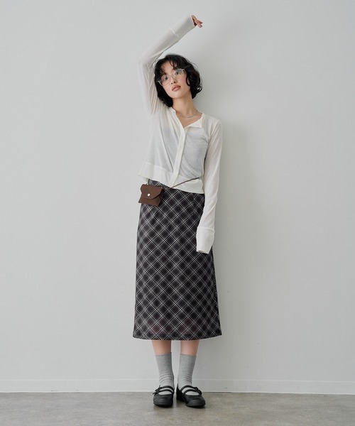 NOGLE（ノグル）の「【NOGLE/ノグル】シアーバイアスチェックスカート（スカート・レディース・ブラック・FREE）」の19枚目の写真