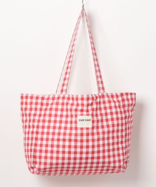VIBGYOR（ヴィブジョー）の「Mignonjour/ロゴチェック柄リバーシブルトートバッグ M2885（トートバッグ・レディース・レッド/ホワイト/グレー・FREE）」の14枚目の写真