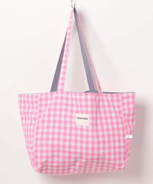 VIBGYOR（ヴィブジョー）の「Mignonjour/ロゴチェック柄リバーシブルトートバッグ M2885（トートバッグ・レディース・レッド/ホワイト/グレー・FREE）」の12枚目の写真
