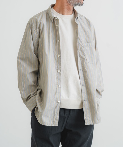 quadro(クオドロ)の「スーピマコットンルーズレギュラーシャツ(シャツ/ブラウス・メンズ・グリーン/グレー・MEDIUM/LARGE)」の1枚目の写真