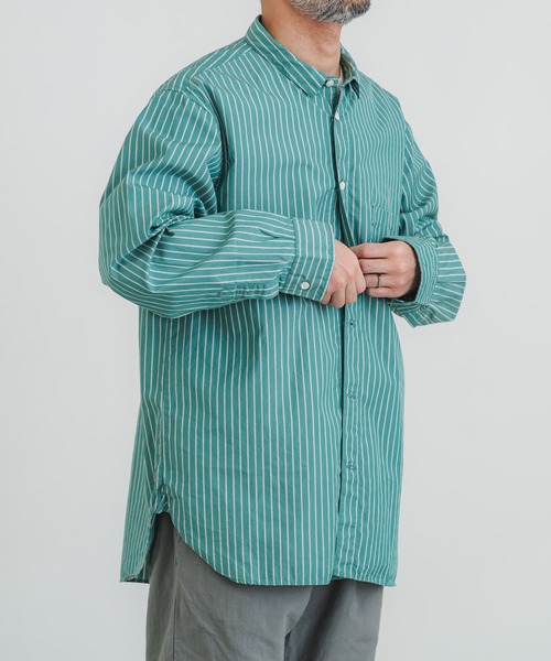 quadro(クオドロ)の「スーピマコットンルーズレギュラーシャツ(シャツ/ブラウス・メンズ・グリーン/グレー・MEDIUM/LARGE)」の20枚目の写真