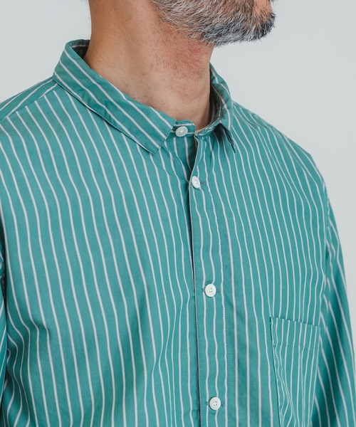 quadro(クオドロ)の「スーピマコットンルーズレギュラーシャツ(シャツ/ブラウス・メンズ・グリーン/グレー・MEDIUM/LARGE)」の16枚目の写真