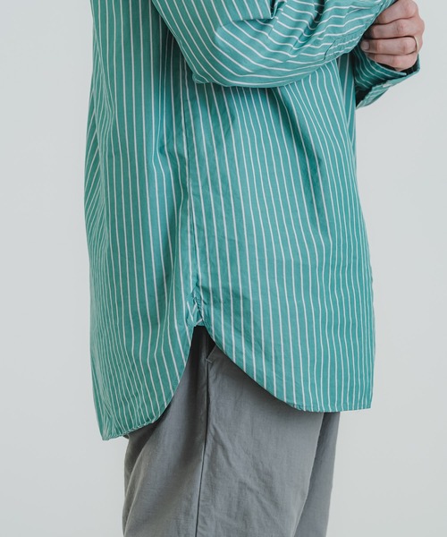 quadro(クオドロ)の「スーピマコットンルーズレギュラーシャツ(シャツ/ブラウス・メンズ・グリーン/グレー・MEDIUM/LARGE)」の18枚目の写真