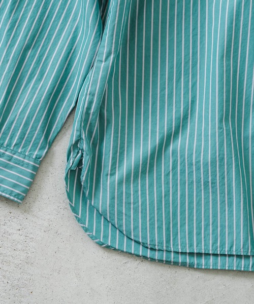 quadro(クオドロ)の「スーピマコットンルーズレギュラーシャツ(シャツ/ブラウス・メンズ・グリーン/グレー・MEDIUM/LARGE)」の7枚目の写真