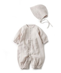 フェリシモMama（フェリシモママ）の「Ｍｏｒｅｄｄｅ　セレモニーにも使えるダブルガーゼロンパース＆ボンネットセット〈グレージュ〉（その他ベビーウェア）」