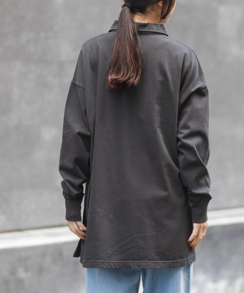 FORK&SPOON(フォークアンドスプーン)の「FORK&SPOON ガーメントダイビッグラガーシャツ(Tシャツ/カットソー・レディース・アイボリー/チャコールグレー・1)」の4枚目の写真