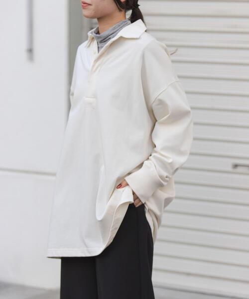 FORK&SPOON(フォークアンドスプーン)の「FORK&SPOON ガーメントダイビッグラガーシャツ(Tシャツ/カットソー・レディース・アイボリー/チャコールグレー・1)」の22枚目の写真