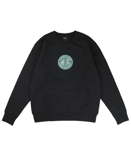 HUF(ハフ)の「【C-HUF3】【HUF/ハフ】TRANSIT AUTHORITY CREWNECK SWEAT PF00760(スウェット・メンズ・ブラック・SMALL/LARGE/MEDIUM)」の2枚目の写真